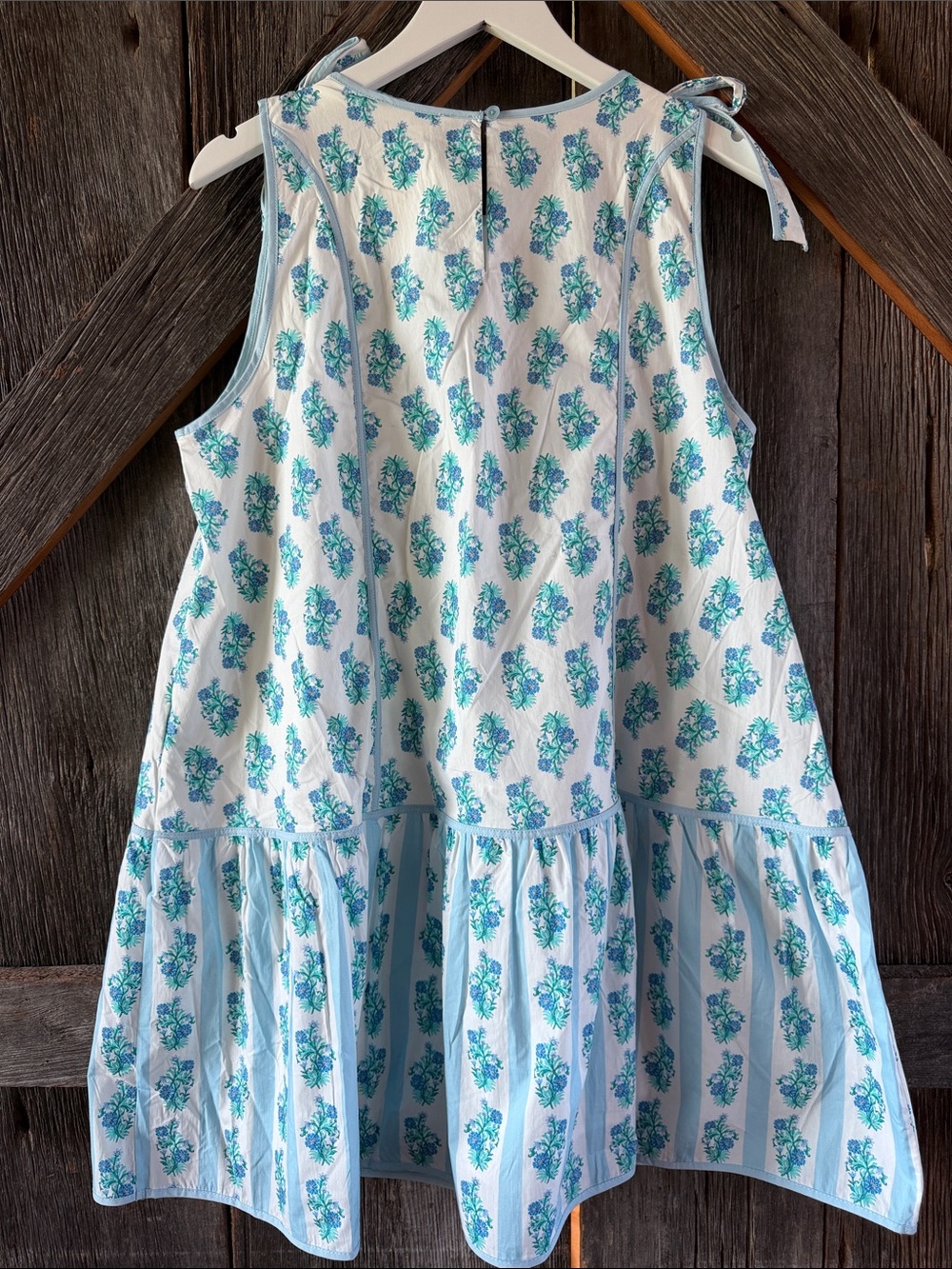 Peach Love California White & Blue Floral Tie-Shoulder Dress - Picture 3 of 3